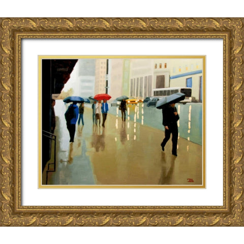 New York State Of Gold Ornate Wood Framed Art Print with Double Matting by Hamilton, Tate