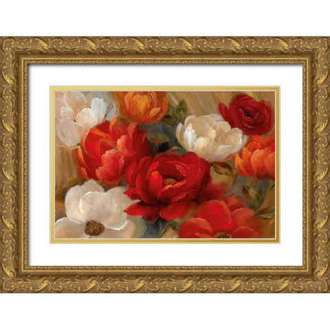 Jardin De Corail Gold Ornate Wood Framed Art Print with Double Matting by Nan