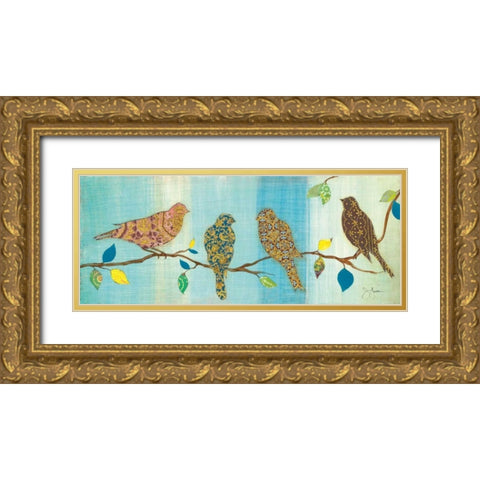 Bird Chat II Gold Ornate Wood Framed Art Print with Double Matting by Tava Studios