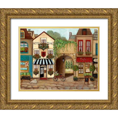 French Hotel Gold Ornate Wood Framed Art Print with Double Matting by Tava Studios