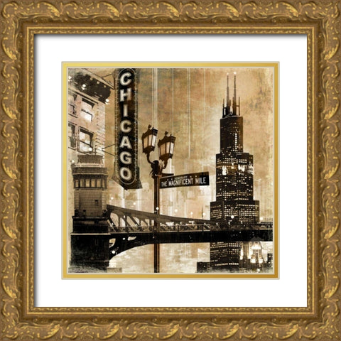 Chicago Gold Ornate Wood Framed Art Print with Double Matting by Donovan, Kelly
