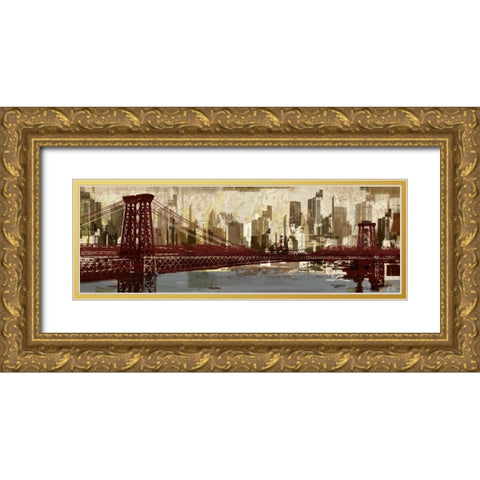 To New York Gold Ornate Wood Framed Art Print with Double Matting by Mosher, Kyle
