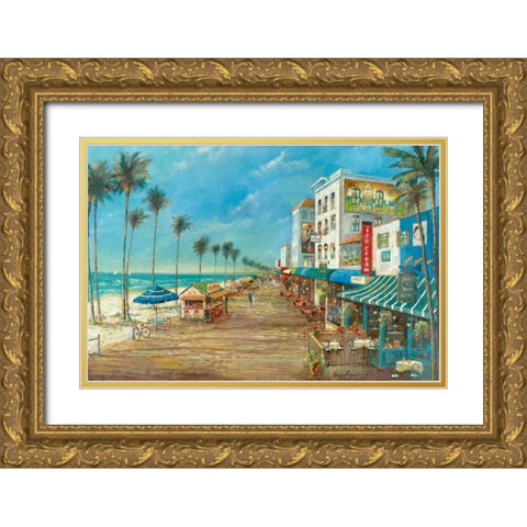 A Day On Gold Ornate Wood Framed Art Print with Double Matting by Manning, Ruane