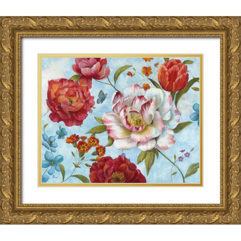 Country Blooms Gold Ornate Wood Framed Art Print with Double Matting by Nan