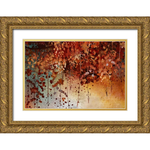 Cascading Leaves Gold Ornate Wood Framed Art Print with Double Matting by Knutsen, Conrad