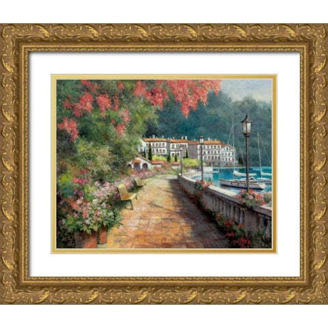 Morning Stroll Gold Ornate Wood Framed Art Print with Double Matting by Chiu, T.C.