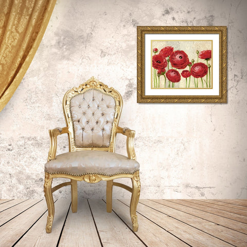 Red Serenity and Lace I Gold Ornate Wood Framed Art Print with Double Matting by Levashov, Igor