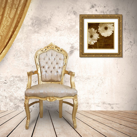 Daisy Gold Ornate Wood Framed Art Print with Double Matting by Craven, Katrina