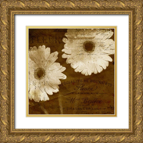 Daisy Gold Ornate Wood Framed Art Print with Double Matting by Craven, Katrina