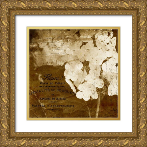 Hydrangea Gold Ornate Wood Framed Art Print with Double Matting by Craven, Katrina