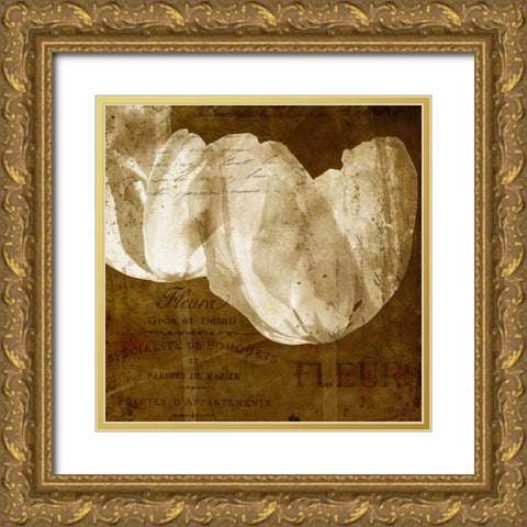 Tulip Gold Ornate Wood Framed Art Print with Double Matting by Craven, Katrina