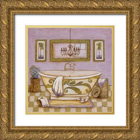 Lavender Bath I Gold Ornate Wood Framed Art Print with Double Matting by Tava Studios