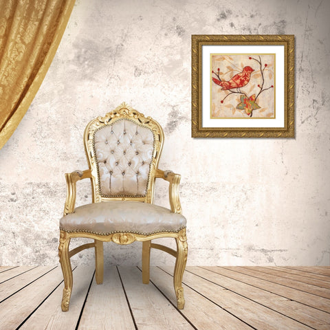 Songbird I Gold Ornate Wood Framed Art Print with Double Matting by Tava Studios