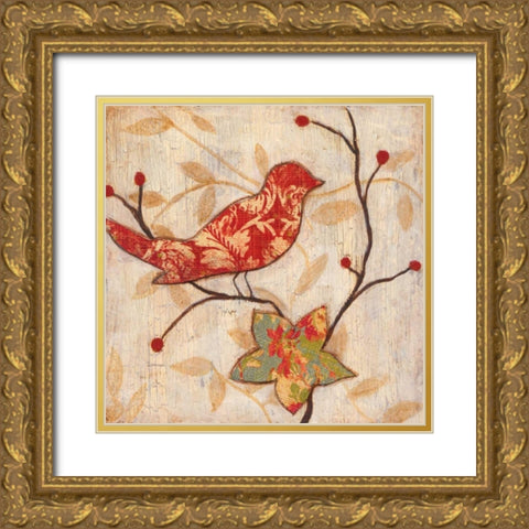 Songbird I Gold Ornate Wood Framed Art Print with Double Matting by Tava Studios