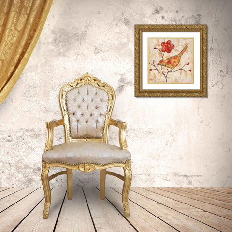 Songbird II Gold Ornate Wood Framed Art Print with Double Matting by Tava Studios