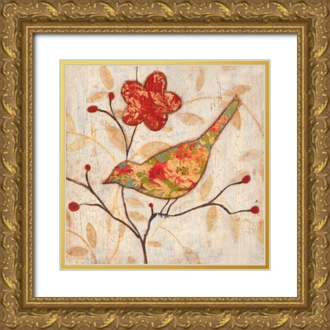 Songbird II Gold Ornate Wood Framed Art Print with Double Matting by Tava Studios