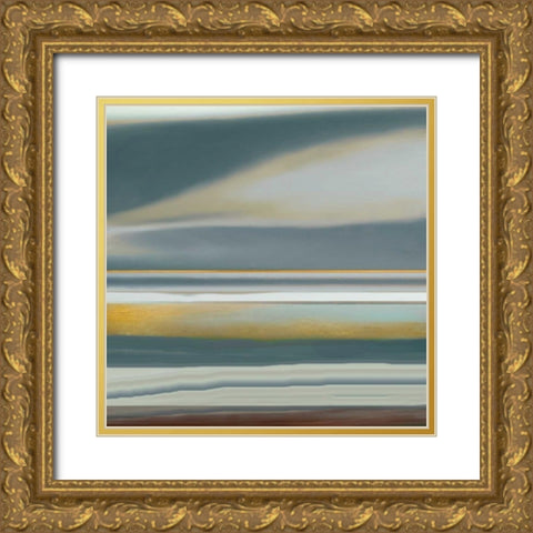 Silver Sea and Brown Gold Ornate Wood Framed Art Print with Double Matting by Jill, Susan