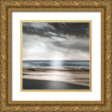 Blue Sea Gold Ornate Wood Framed Art Print with Double Matting by Calascibetta, Mike