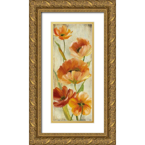 Flower Dance I Gold Ornate Wood Framed Art Print with Double Matting by Robinson, Carol