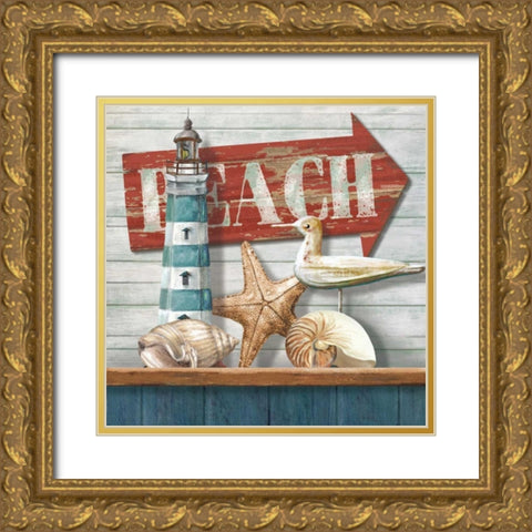 Beach Gold Ornate Wood Framed Art Print with Double Matting by Knutsen, Conrad
