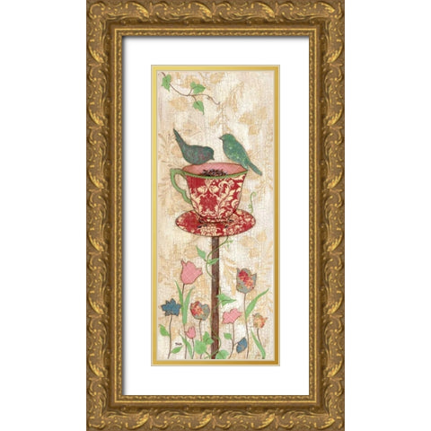 Garden Party I Gold Ornate Wood Framed Art Print with Double Matting by Tava Studios