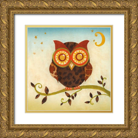 Hootie Gold Ornate Wood Framed Art Print with Double Matting by Tava Studios