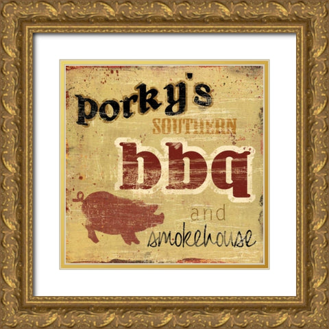 Porkys Southern Gold Ornate Wood Framed Art Print with Double Matting by Robinson, Carol