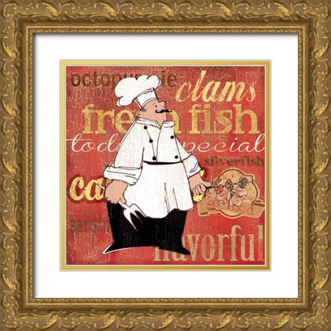Fresh Fish Gold Ornate Wood Framed Art Print with Double Matting by Robinson, Carol