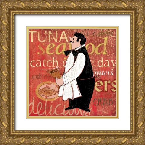 Fresh Seafood Gold Ornate Wood Framed Art Print with Double Matting by Robinson, Carol