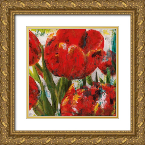 Painted Tulips II Gold Ornate Wood Framed Art Print with Double Matting by Craven, Katrina