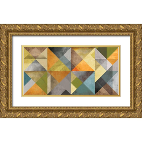Quilt Gold Ornate Wood Framed Art Print with Double Matting by Craven, Katrina