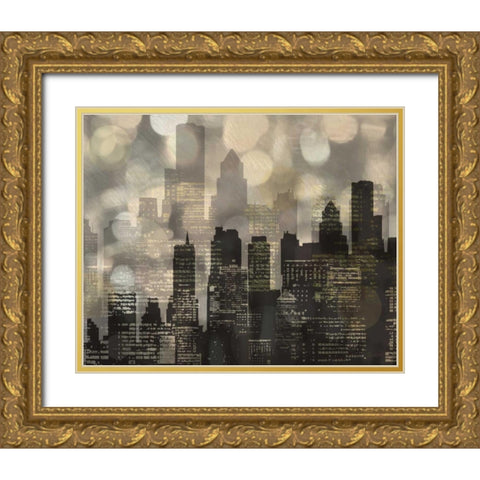 City L Lights Gold Ornate Wood Framed Art Print with Double Matting by Craven, Katrina