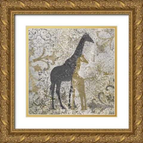 Giraffes Exotiques Gold Ornate Wood Framed Art Print with Double Matting by Craven, Katrina