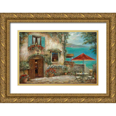 Ombrello Rosso Gold Ornate Wood Framed Art Print with Double Matting by Manning, Ruane