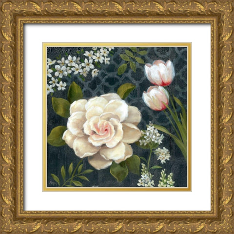 Midnight Garden I Gold Ornate Wood Framed Art Print with Double Matting by Nan