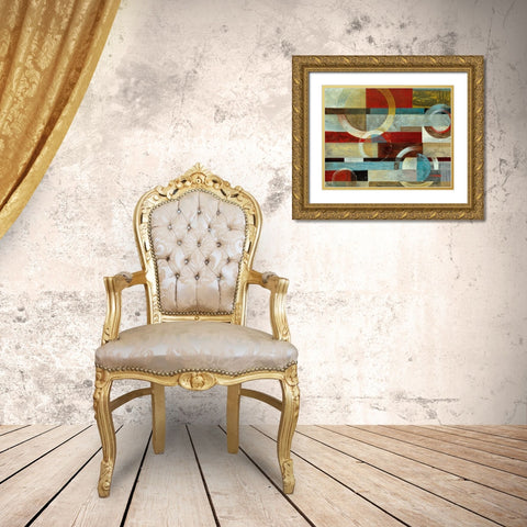 Earths Collide Gold Ornate Wood Framed Art Print with Double Matting by Tava Studios