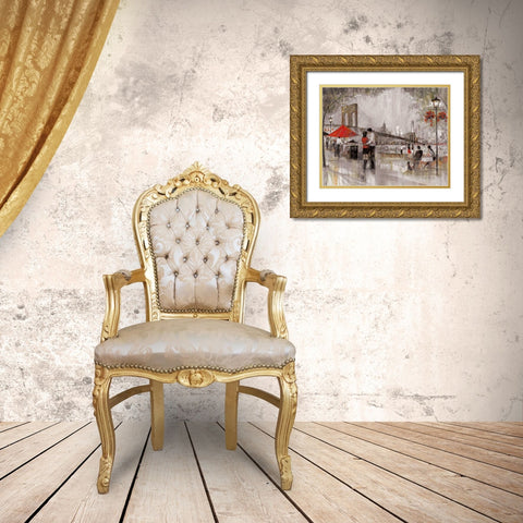 New York Romance Gold Ornate Wood Framed Art Print with Double Matting by Manning, Ruane