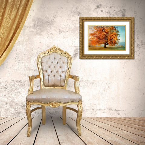 Autumns Passion Gold Ornate Wood Framed Art Print with Double Matting by Weisz, Irene