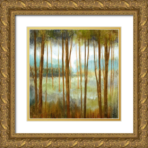 Soft Forest I Gold Ornate Wood Framed Art Print with Double Matting by Nan