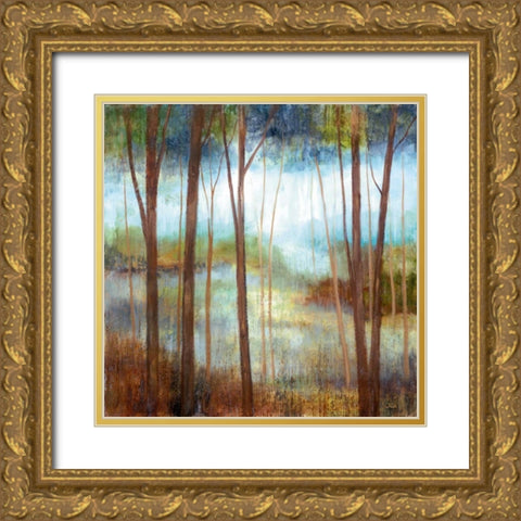 Soft Forest II Gold Ornate Wood Framed Art Print with Double Matting by Nan