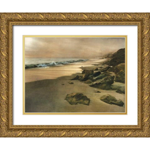 Beach at Dusk Gold Ornate Wood Framed Art Print with Double Matting by Calascibetta, Mike