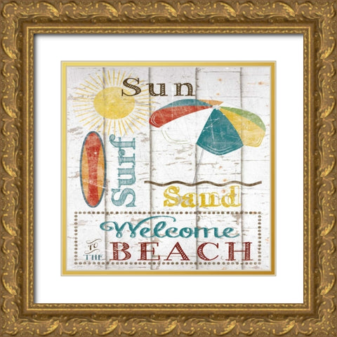 Sun Surf and Sand Gold Ornate Wood Framed Art Print with Double Matting by Craven, Katrina