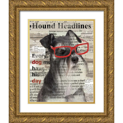 Hound Headline Gold Ornate Wood Framed Art Print with Double Matting by Robinson, Carol