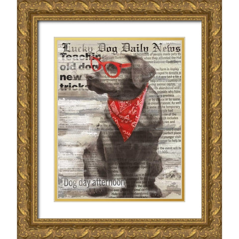 Lucky Dog Gold Ornate Wood Framed Art Print with Double Matting by Robinson, Carol