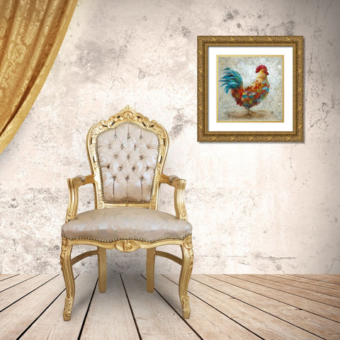 Fancy Rooster I Gold Ornate Wood Framed Art Print with Double Matting by Nan