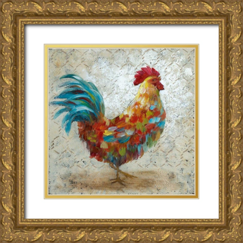 Fancy Rooster I Gold Ornate Wood Framed Art Print with Double Matting by Nan