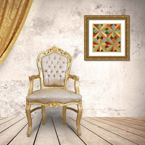 Kaleidoscope Quilt I Gold Ornate Wood Framed Art Print with Double Matting by Craven, Katrina