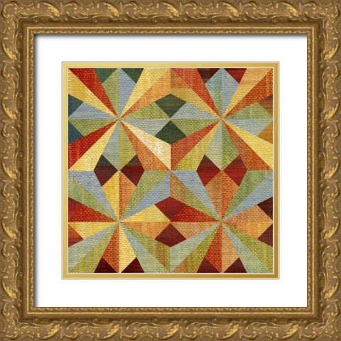 Kaleidoscope Quilt I Gold Ornate Wood Framed Art Print with Double Matting by Craven, Katrina