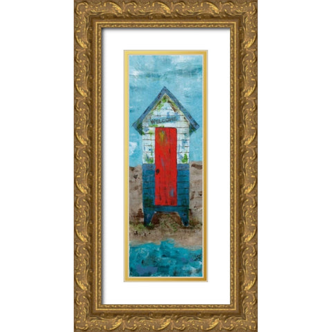 Beach Hut Gold Ornate Wood Framed Art Print with Double Matting by Craven, Katrina