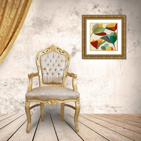 Flower Shapes I Gold Ornate Wood Framed Art Print with Double Matting by Craven, Katrina